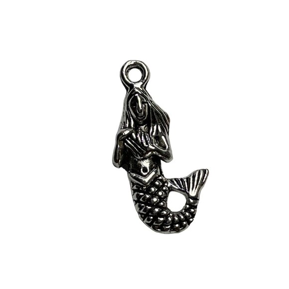Mermaid Pendant Silver Tone Charm Bracelet Necklace Jewelry Craft Dangle u b Nau - Picture 1 of 2